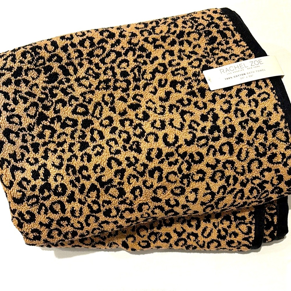 Oversized Rachel Zoe Leopard Cheetah Animal Print Beach Towel Set of 2